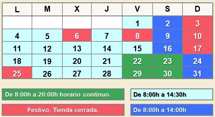 Horarios de La Tienda de Juan Montalvo, 14 esta Navidad