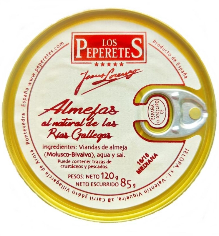 Almejas al natural 16/18 pz. Los Peperetes 150 gr